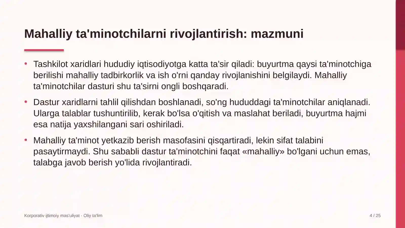 Madaniy-tarixiy turizmda mahalliy ta'minotchilarni rivojlantirish dasturi 4