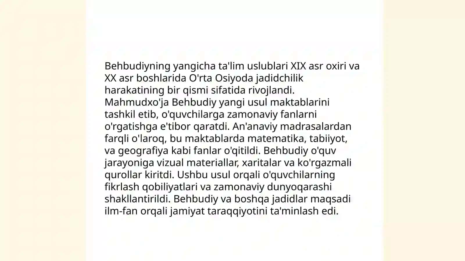 Mahmudxoʻja Behbudiy pedagogika fani rivojiga qoʻshgan hissasi 4