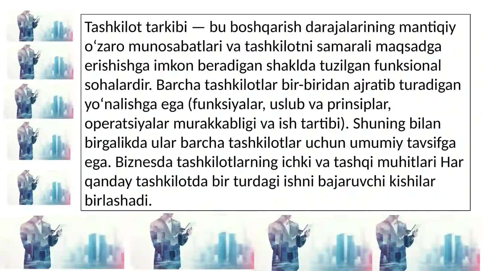 Biznes sub'ekti, uning manfaatdor tomonlari va tashqi muhit 4