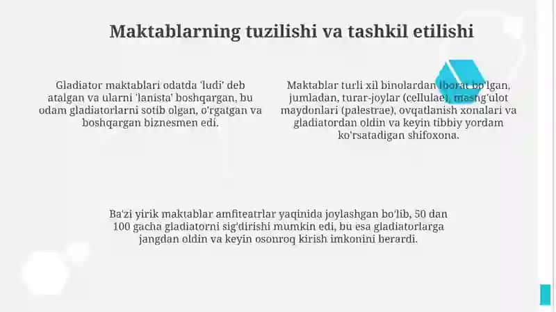 Gladiator maktablarining tashkil etilishi 4