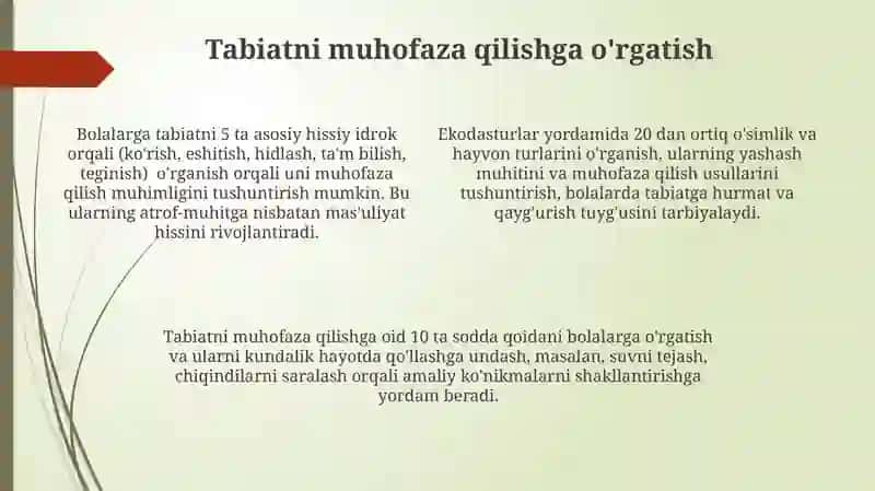 Maktabgacha taʼlimda tabiat bilan tanishtirish ish shakllari 4