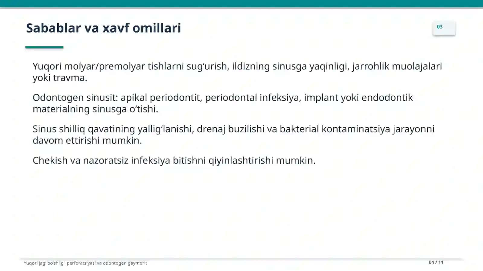 Yuqori jagʻ boʻshligʻi perforatsiyasi va odontogen gaymorit 4