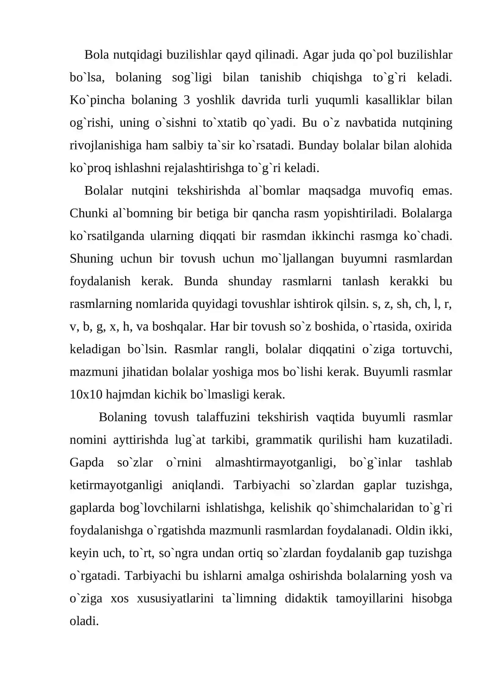 Bolalar nutqini o`stirish. MTM tarbiyachilari kursi uchun 4