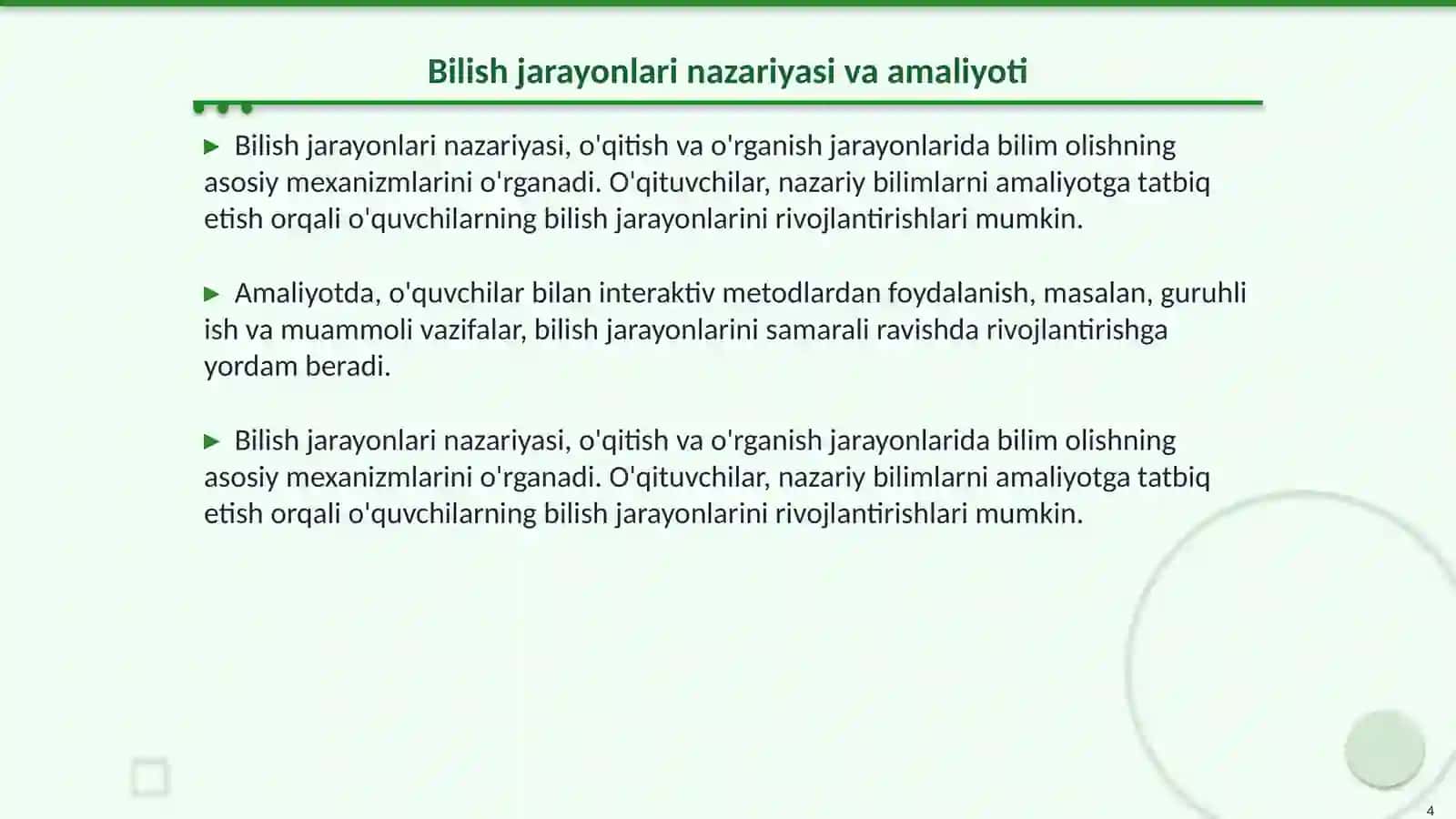 Bilish jarayonlari korreksiyasi va taraqqiyoti 4
