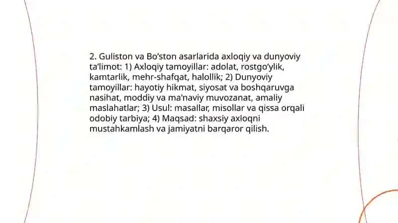 Guliston va Boʻston dunyoviy-pandnoma xarakteri 4