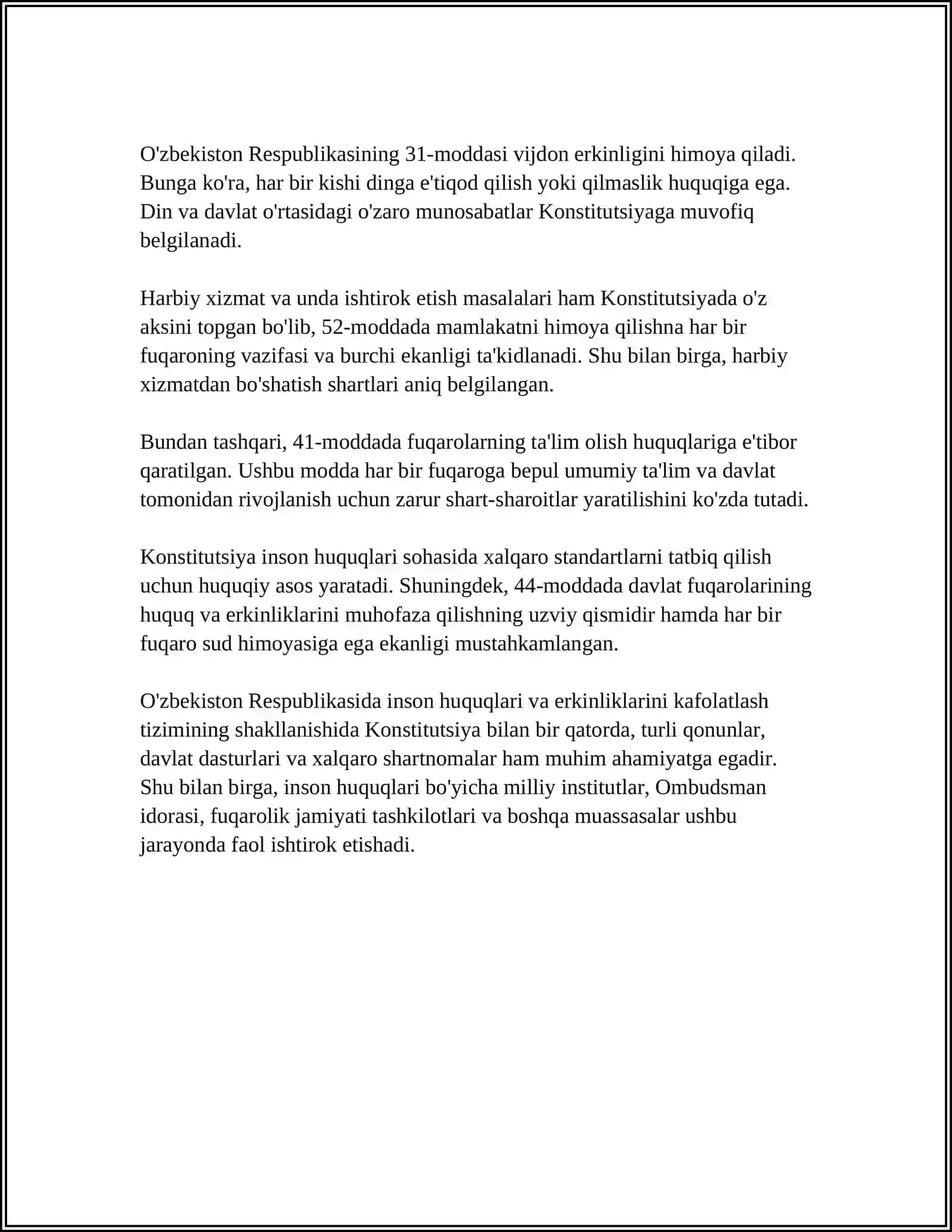ZBEKISTONDA INSON HUQUQLARI VA ERKINLIKLARI KAFOLATINING YARATILISHI 4