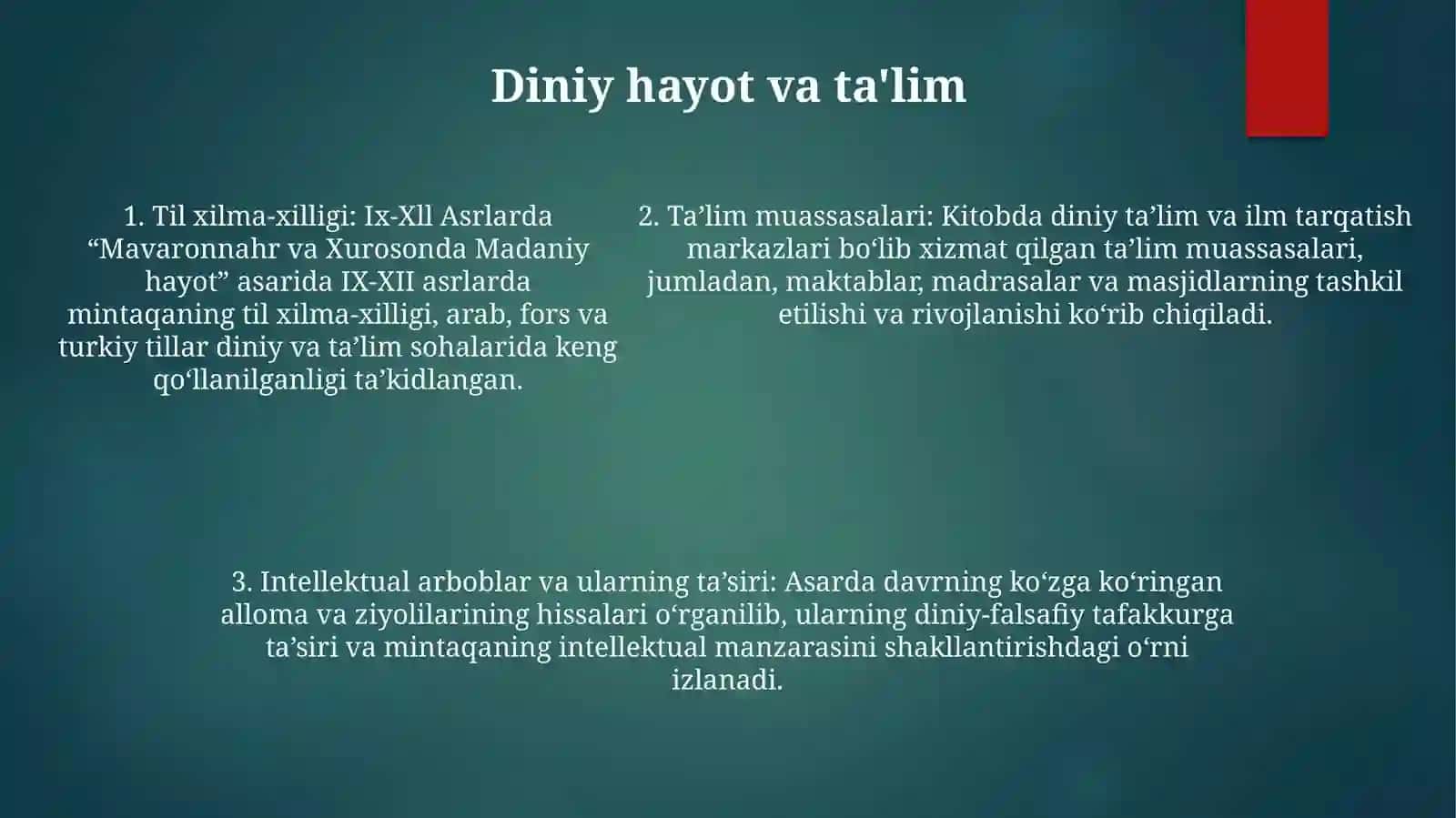 Ix-Xll Asrlarda Mavaronnahr Va Xurosonda Madaniy Hayot 4