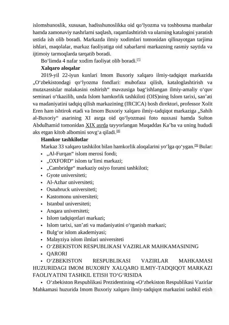 IMOM BUXORIY XALQARO ILMIY-TADQIQOT MARKAZI 4