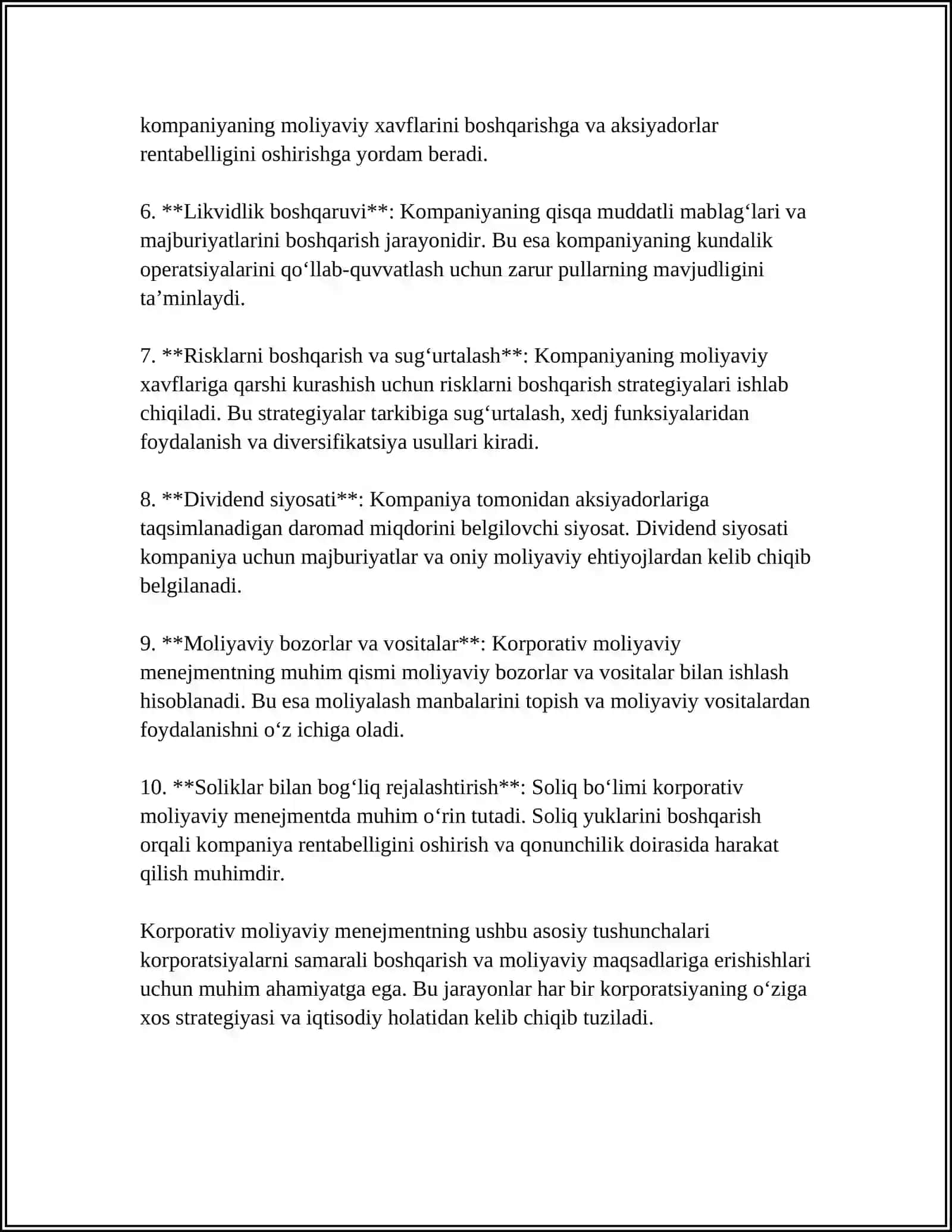 Korporativ Moliyaviy Menejment 4