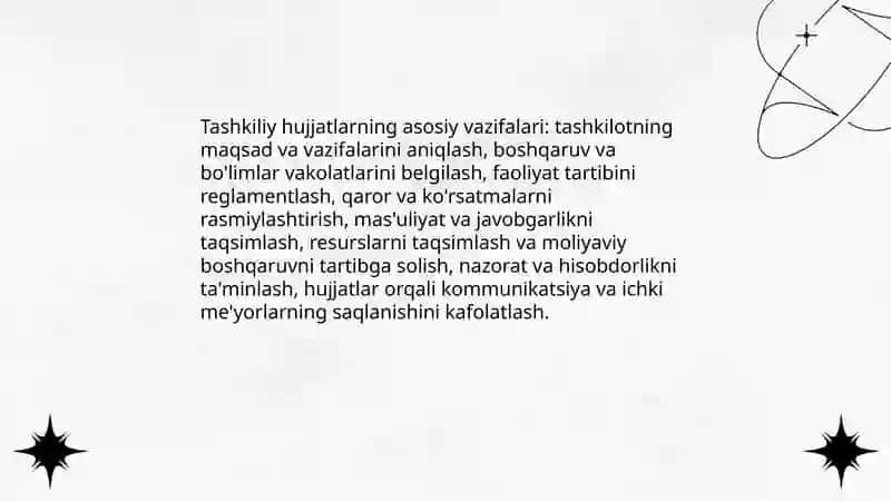 Tashkiliy hujjatlarning vazifasi 4