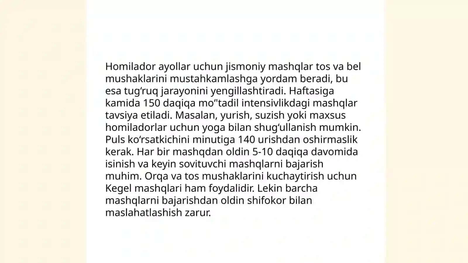 Homilador ayollar bilan ishlashda beriladigan tavsiyalar 4