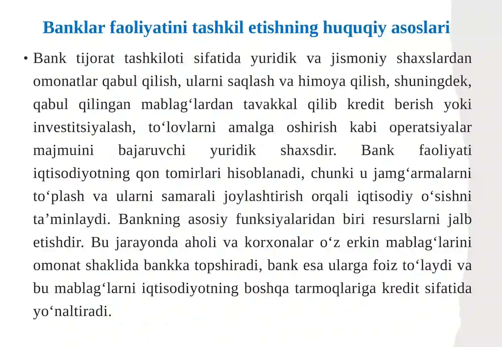 Banklar faoliyatini tashkil etish, ularni ro‘yxatdan o‘tkazish, litsenziyalash 4