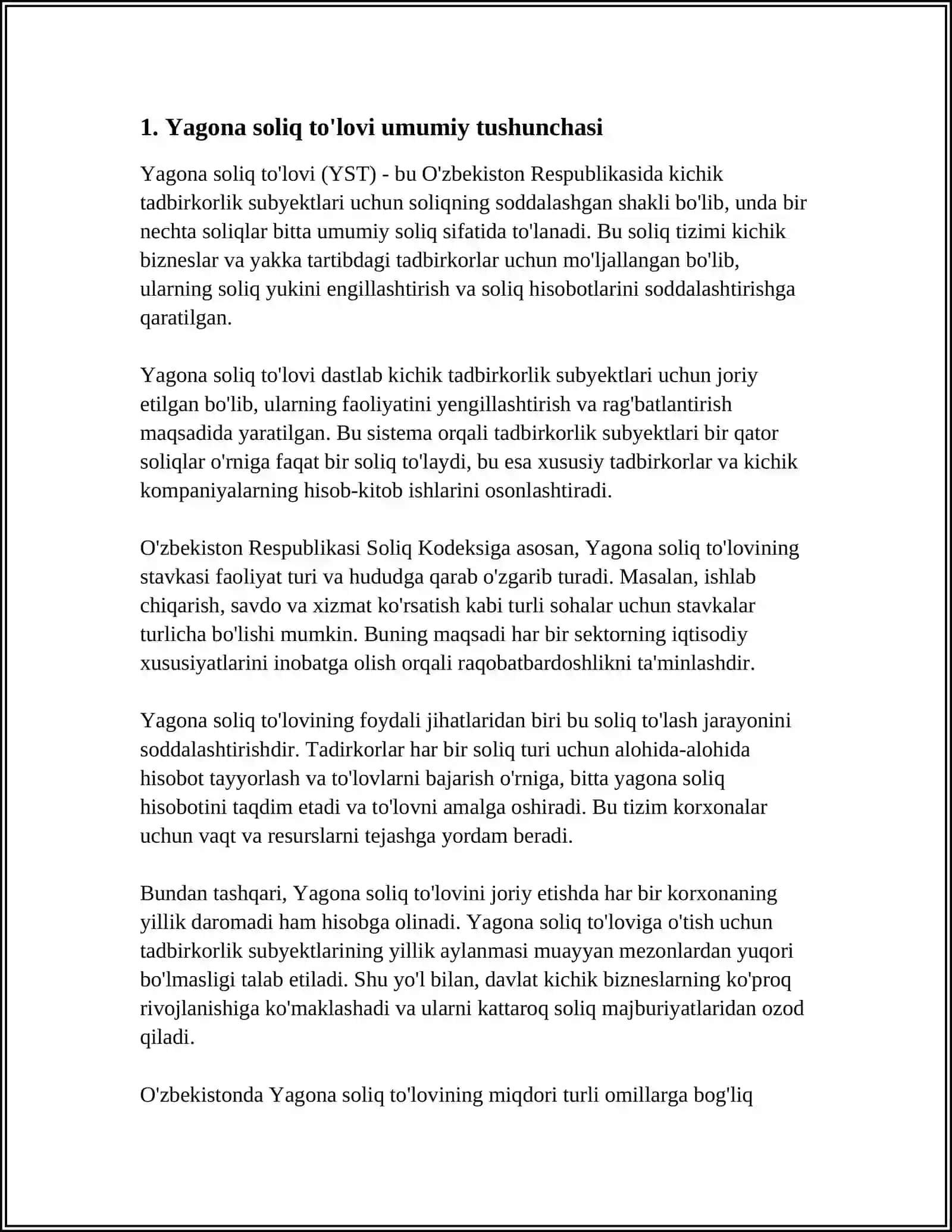 YAGONA SOLIQ TO'LOVI, SOLIQQA OID QORNIM BUZARLIKLAR 4