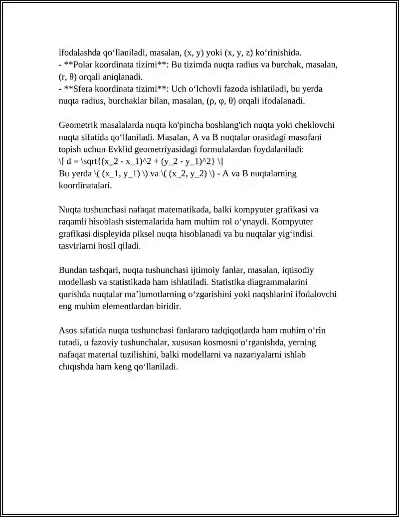 NUQTA, KESMA, KÒPBURCHAK TUSHUNCHASI HAQIDA TASAVVURNI SHAKLLANTIRISH VA ULARNI CHIZISH AYRIM XOSSALARI BILAN TANISHTIRISH METODIKASI 4