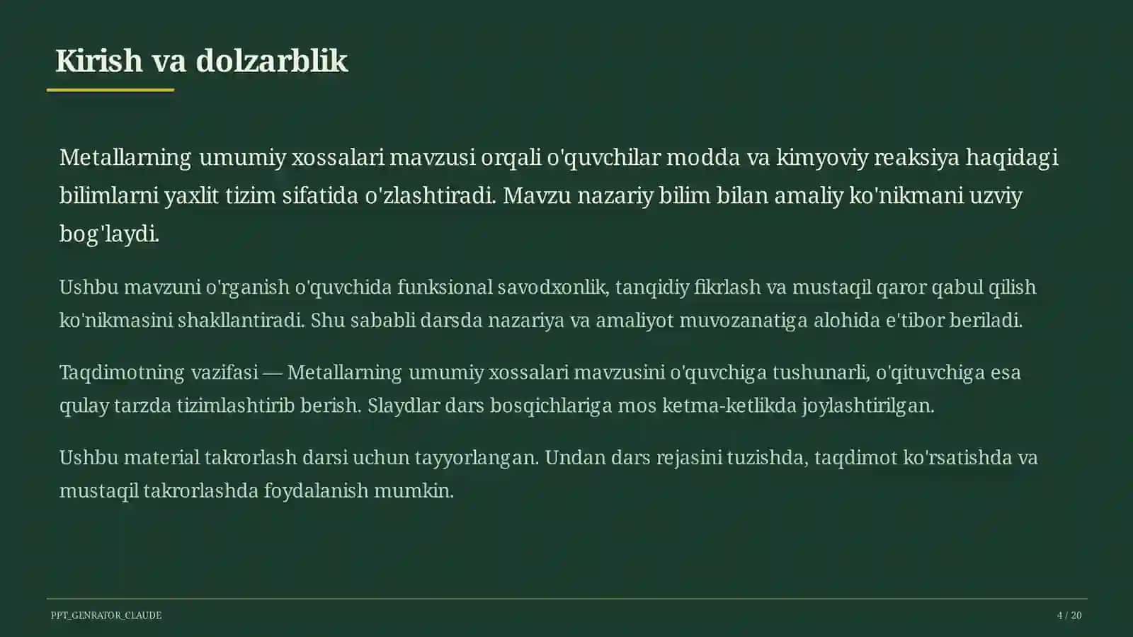 Metallarning umumiy xossalari (9-sinf) 4