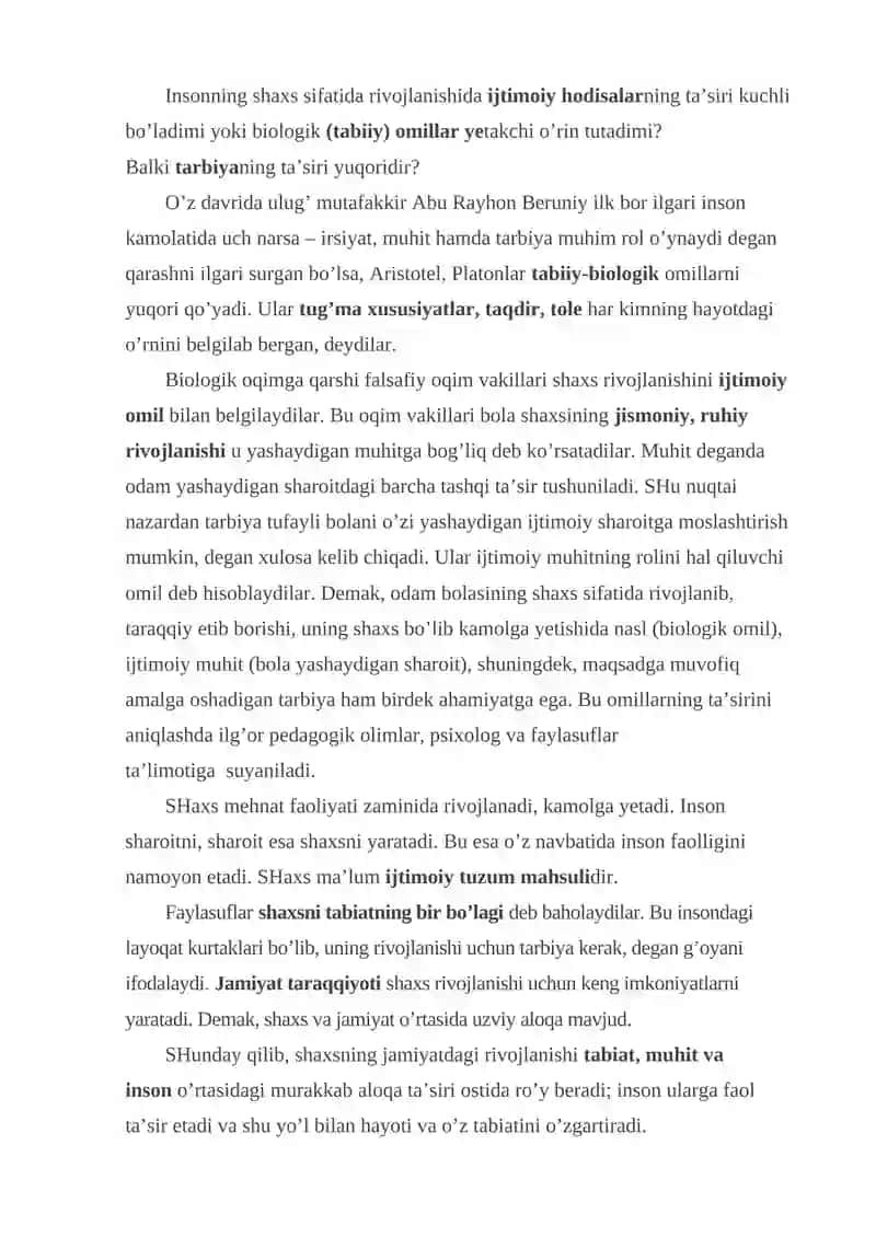 SHAXSNING RIVOJLANISH TARBIYASI VA IJTIMOIYLASHUVI 4