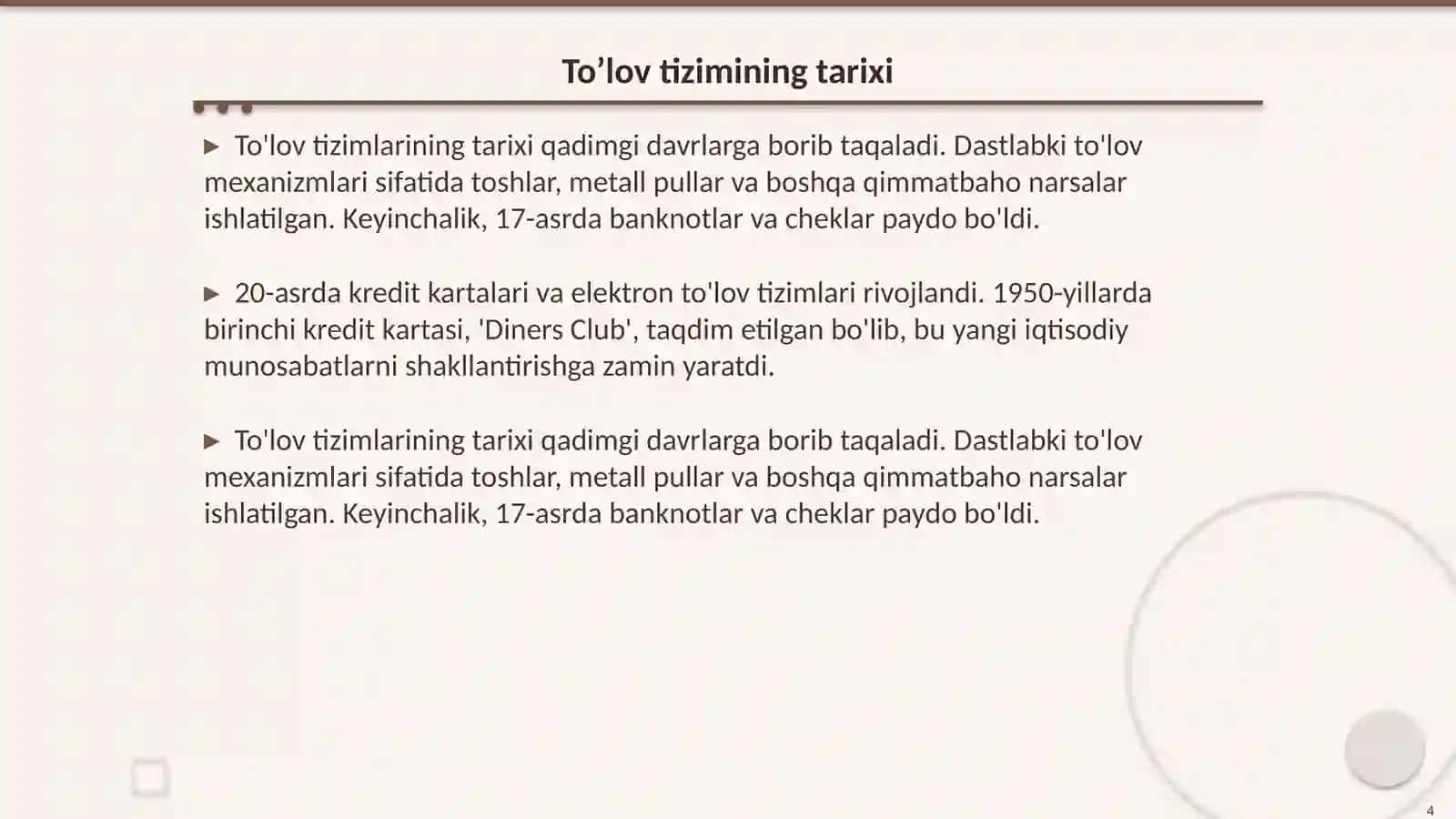 To’lov tizimi va uning srtukturasi 4