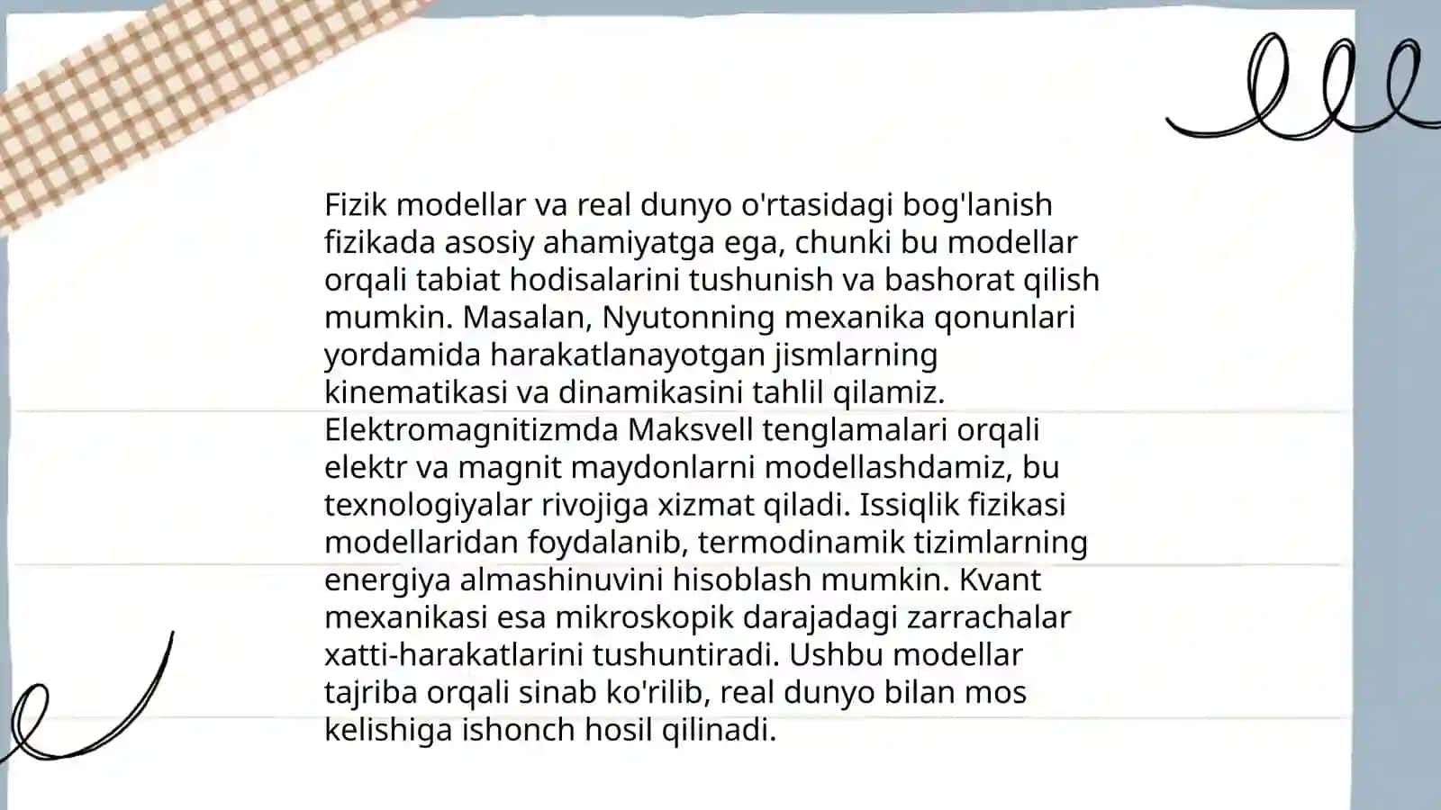 Fizik modellarning tahlili 4