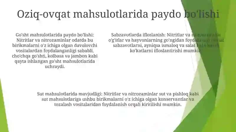 Oziq-Ovqat Mahsulotlarining Nitritlar Va Nitritrobiriklamalar Bilan Ifloslanishi 4