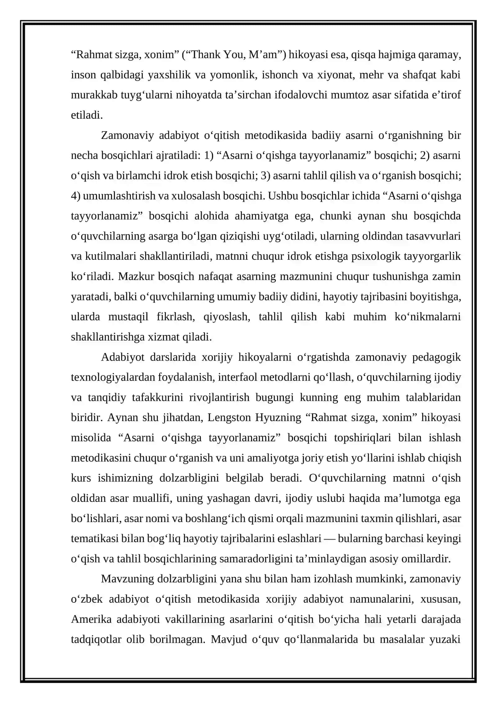 Lengston Hyuz “Rahmat sizga, xonim” hikoyasi Muallif hayoti va ijodi. “Asarni oʻqishga tayyorlanamiz” bosqichi topshiriqlari bilan ishlash 4