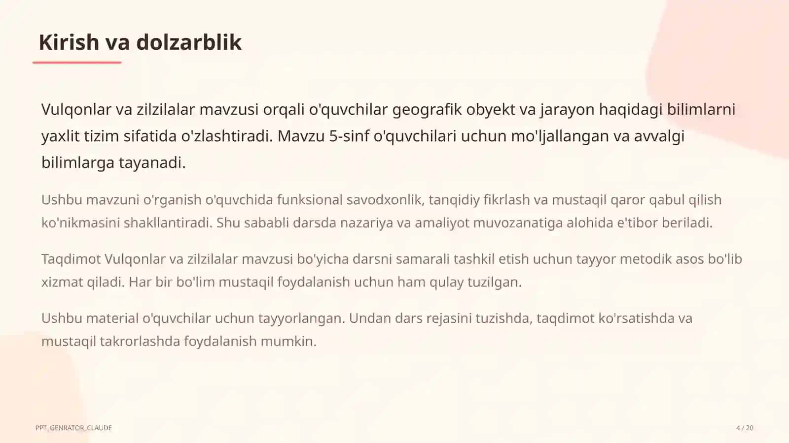 Vulqonlar va zilzilalar (5-sinf) 4