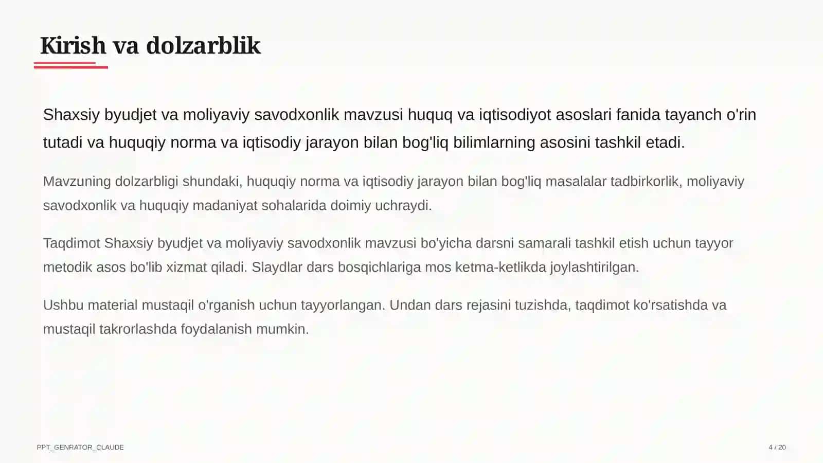 Shaxsiy byudjet va moliyaviy savodxonlik (10-sinf) 4