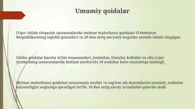 Mehnatni muhofaza qilish qoidalari 4
