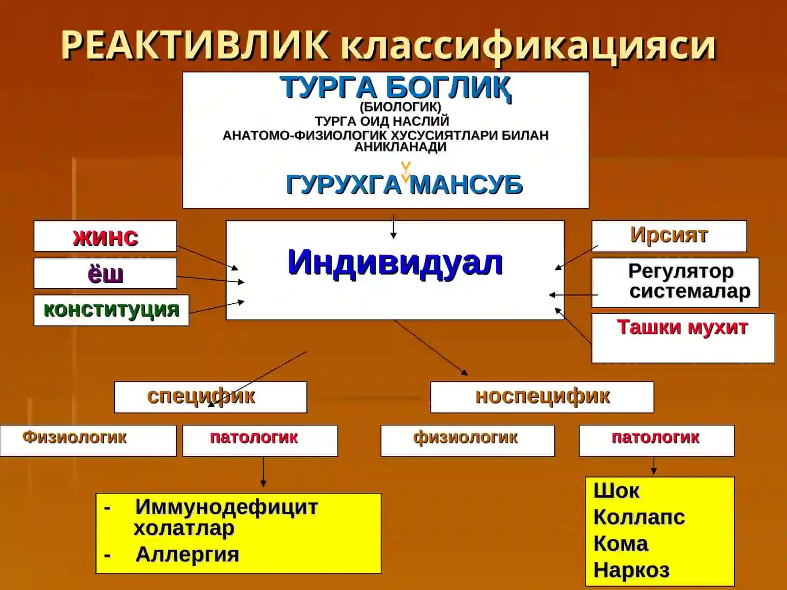 Организм реактивлиги.Инсон патологиясида реактивликни роли 4