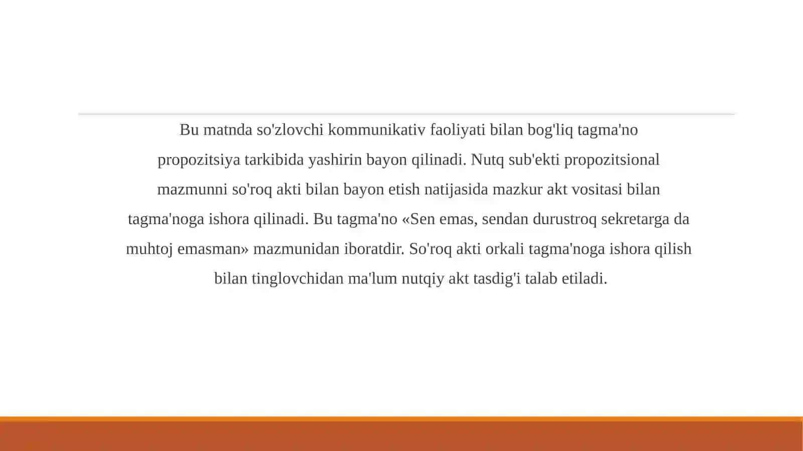 PPT O‘zbek va arab tillarida tagma’no va presuppozitsiyaning ifodalanishi 4