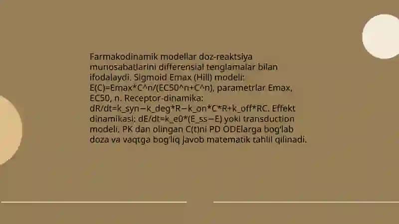 Tibbiy-biologik mazmundagi differensial tenglamalarni tuzib yechish 4