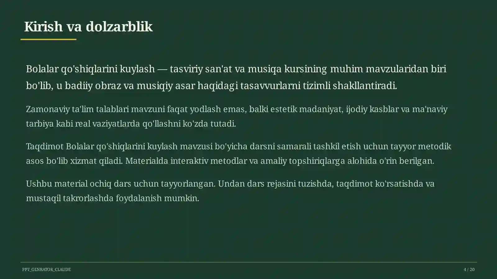 Bolalar qo'shiqlarini kuylash (1-sinf) 4