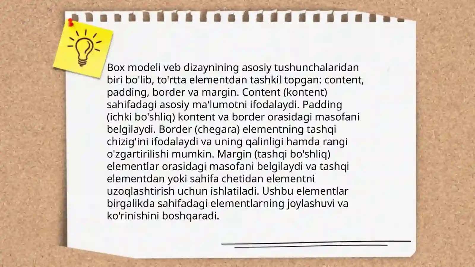 CSS Box modeli, CSS tartibi, Styling matni ular haqida tushuncha 4