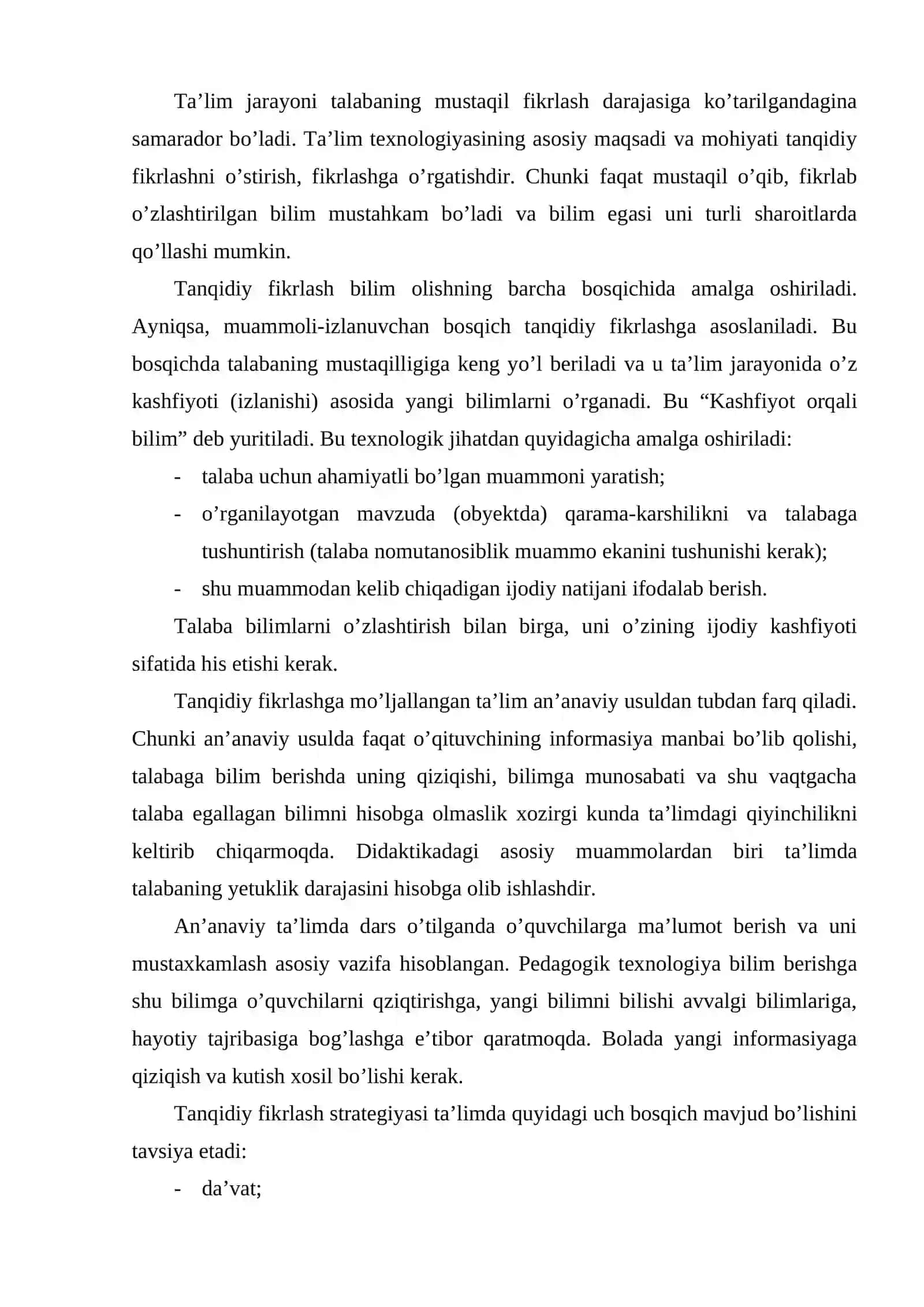Tanqidiy fikrlashga o’rgatish pedagogik texnologiya 4