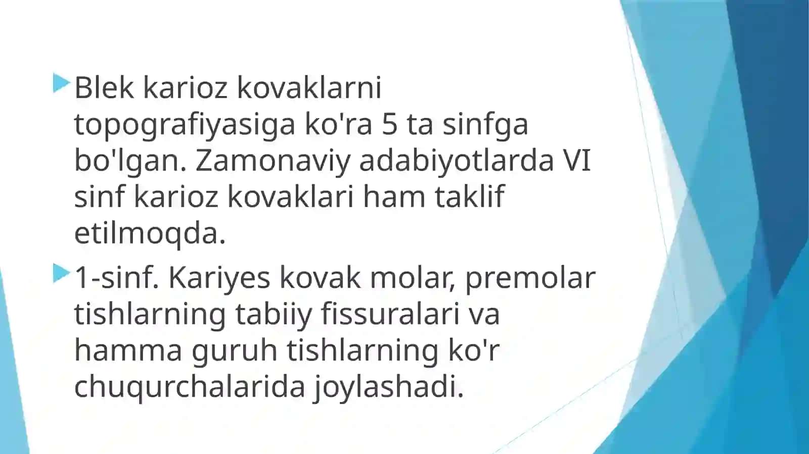 1-SINF KARIOZ BO’SHLIQLARINI CHARXLASH VA PLOMBALASH 4