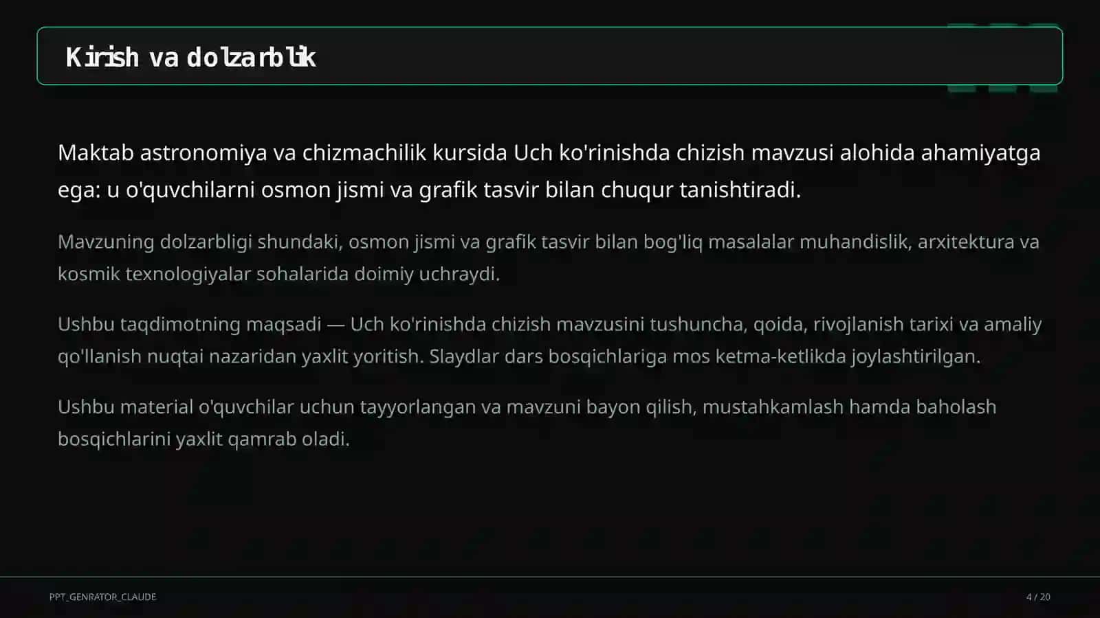 Uch ko'rinishda chizish (8-sinf) 4