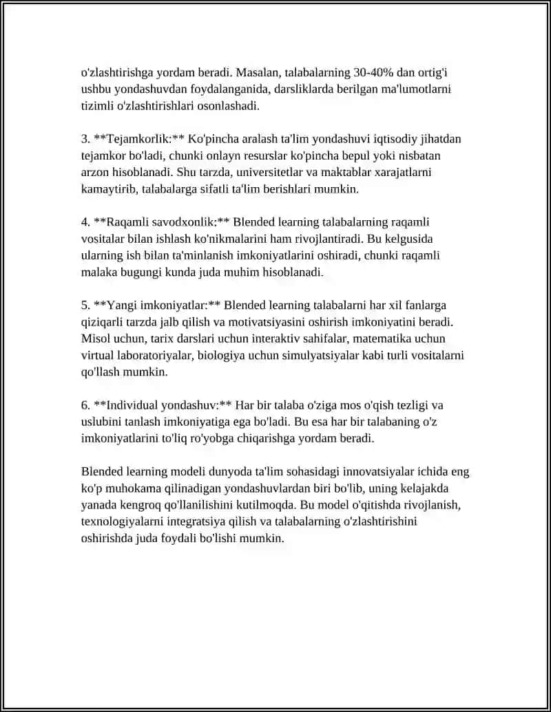 OʻQITUVCHILARNI INNOVATSION FAOLIYATIGA TAYYORLASHNING BLENDED LEARNING INNOVATSION TEXNOLOGIYALARINING IMKONIYATLARI 4