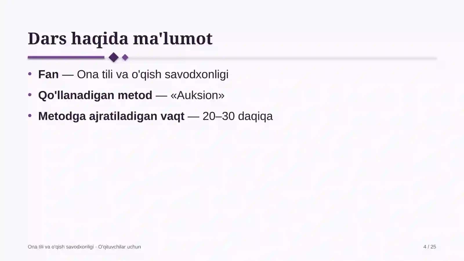 ona tili va o'qish savodxonligi darslarida auksion metodidan foydalanish 6892 4