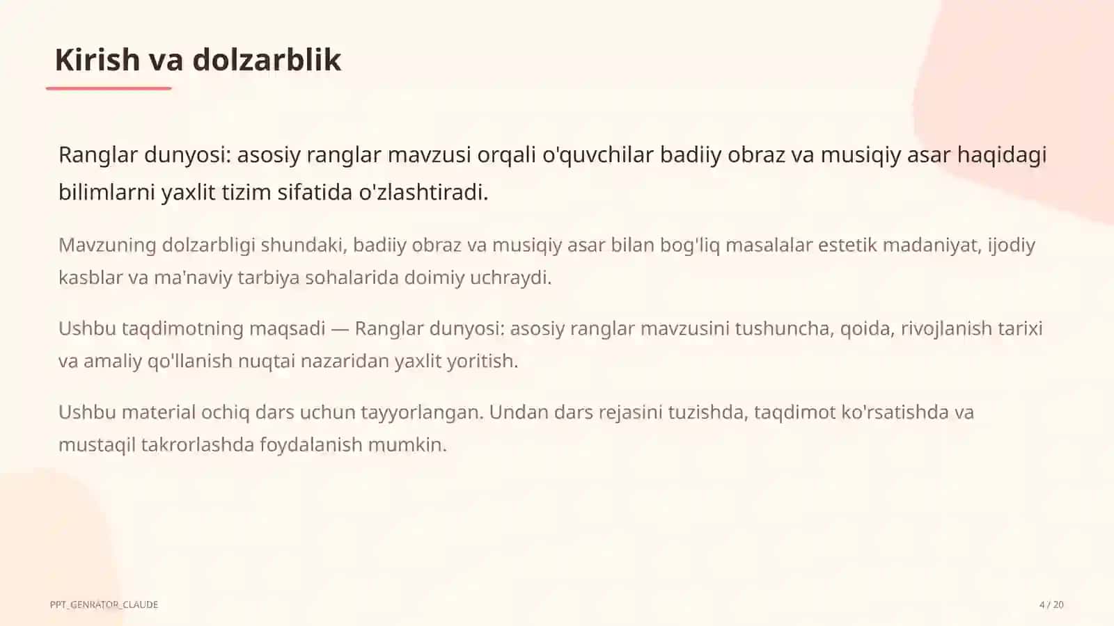 Ranglar dunyosi: asosiy ranglar (1-sinf) 4