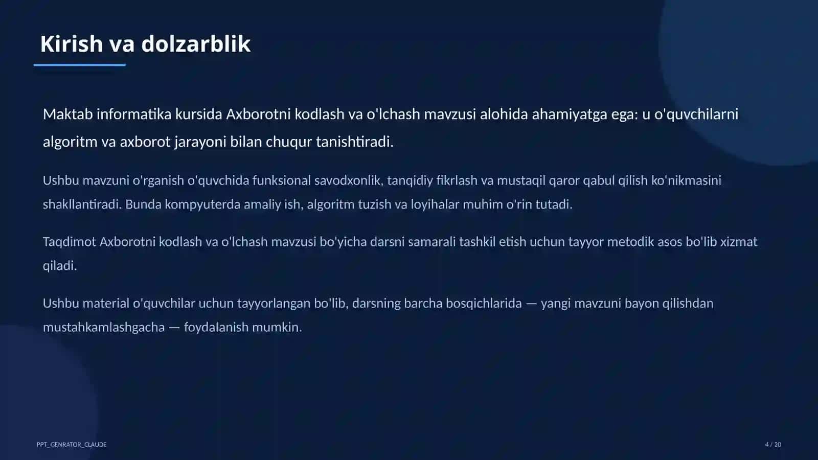 Axborotni kodlash va o'lchash (7-sinf) 4