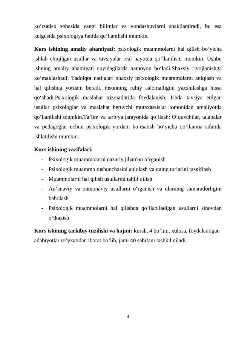 Psixologik muammoni hal etish usullari 4
