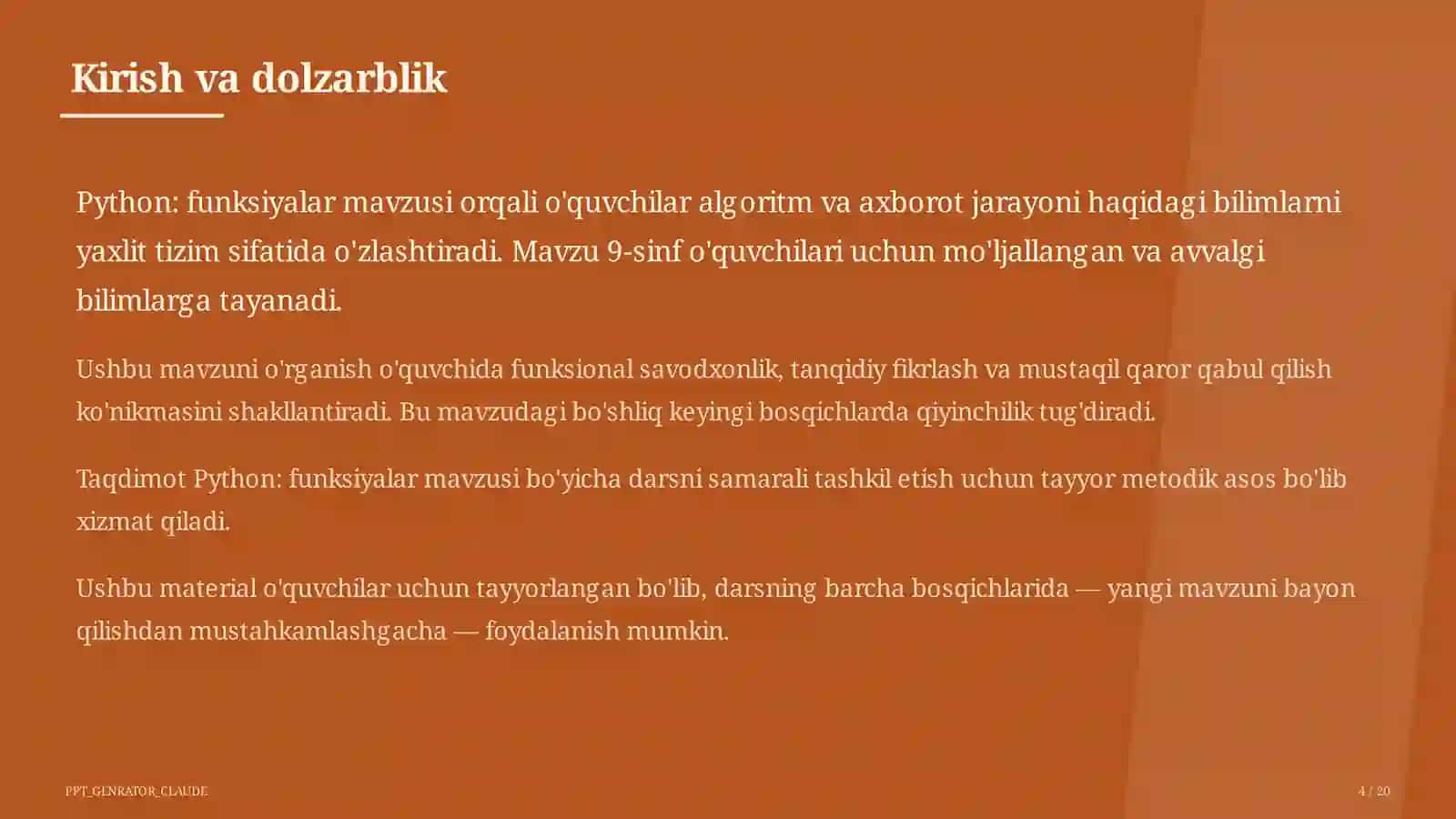 Python: funksiyalar (9-sinf) 4