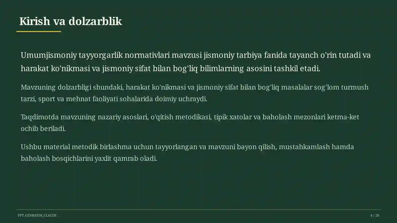 Umumjismoniy tayyorgarlik normativlari (10-sinf) 4