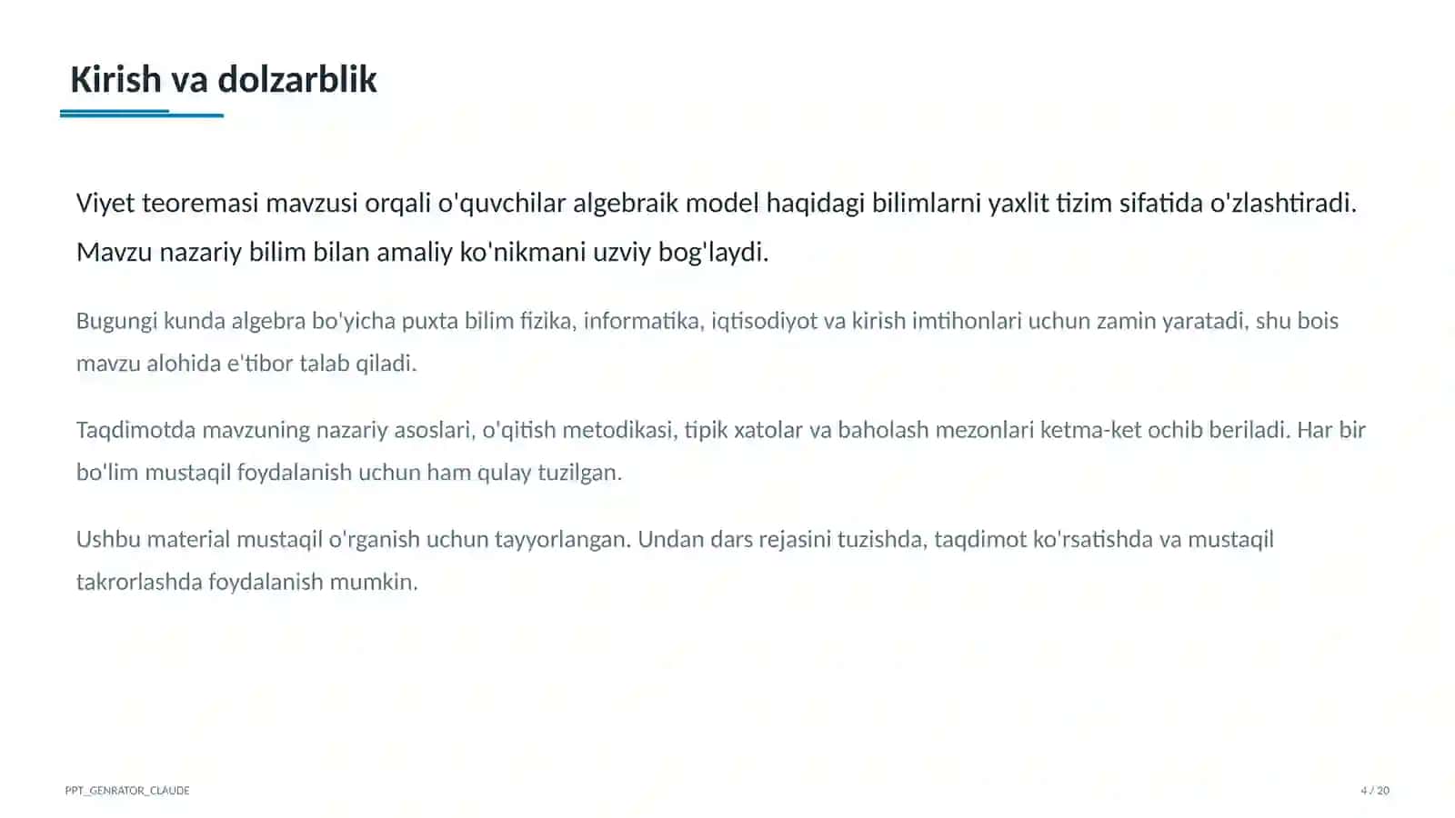 Viyet teoremasi (8-sinf) 4