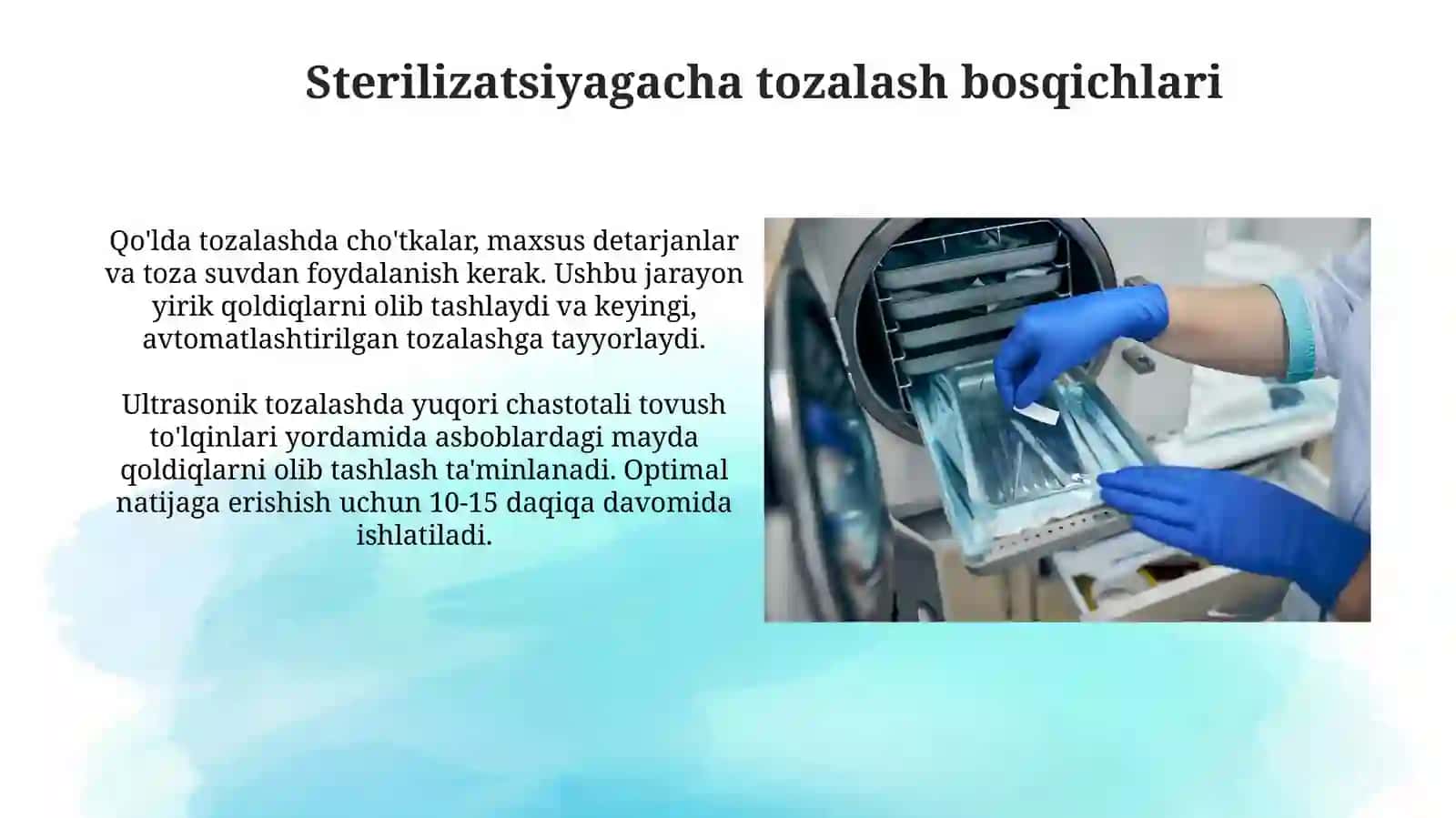Stomatologiyada sterilizatsiya oldi tozalash sifati 4