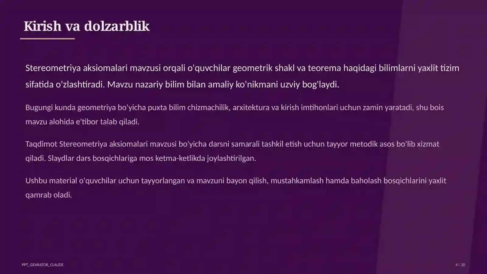 Stereometriya aksiomalari (10-sinf) 4