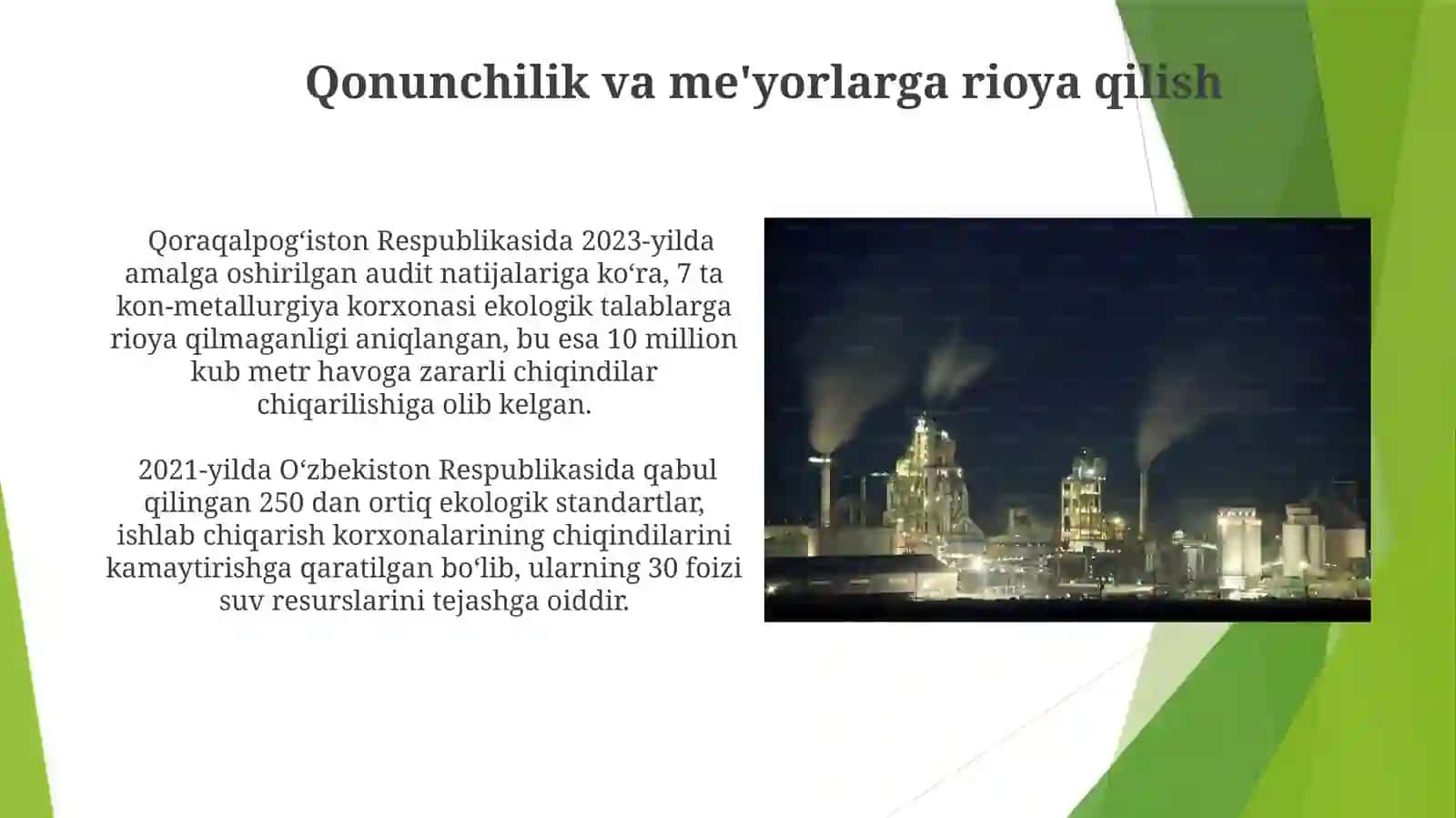 Ishlabchiqarishlar niatrof muhitga salbiy tasirlarni minimallashtirish 4