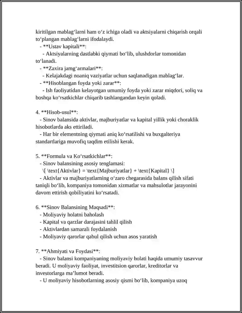 SINOV BALANSINI TAYYORLASH TARTIBI 4