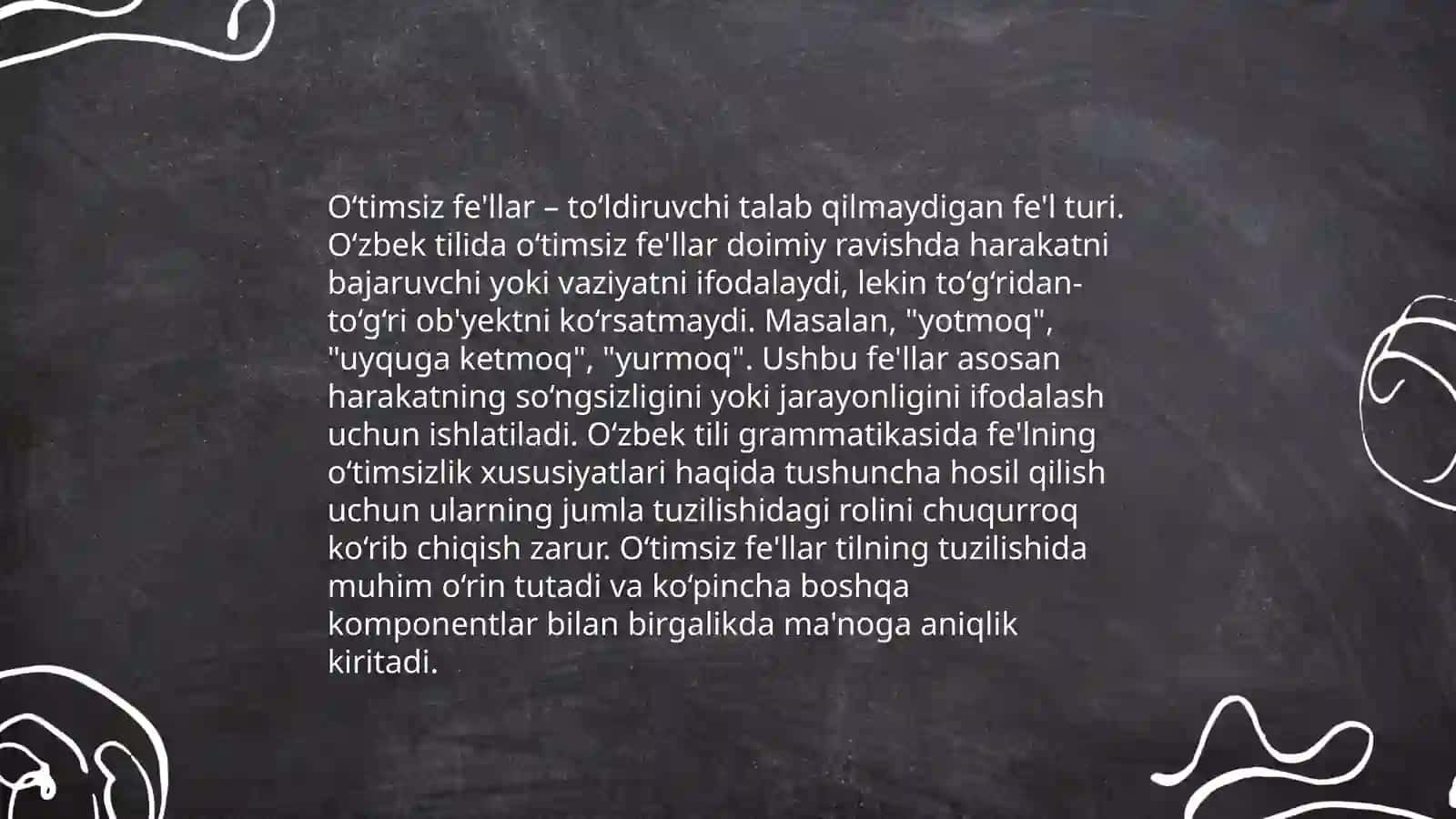 O‘timli va o‘timsiz fe'llar 4