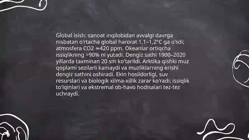 Iqlim o'zgarishi muammolari 4