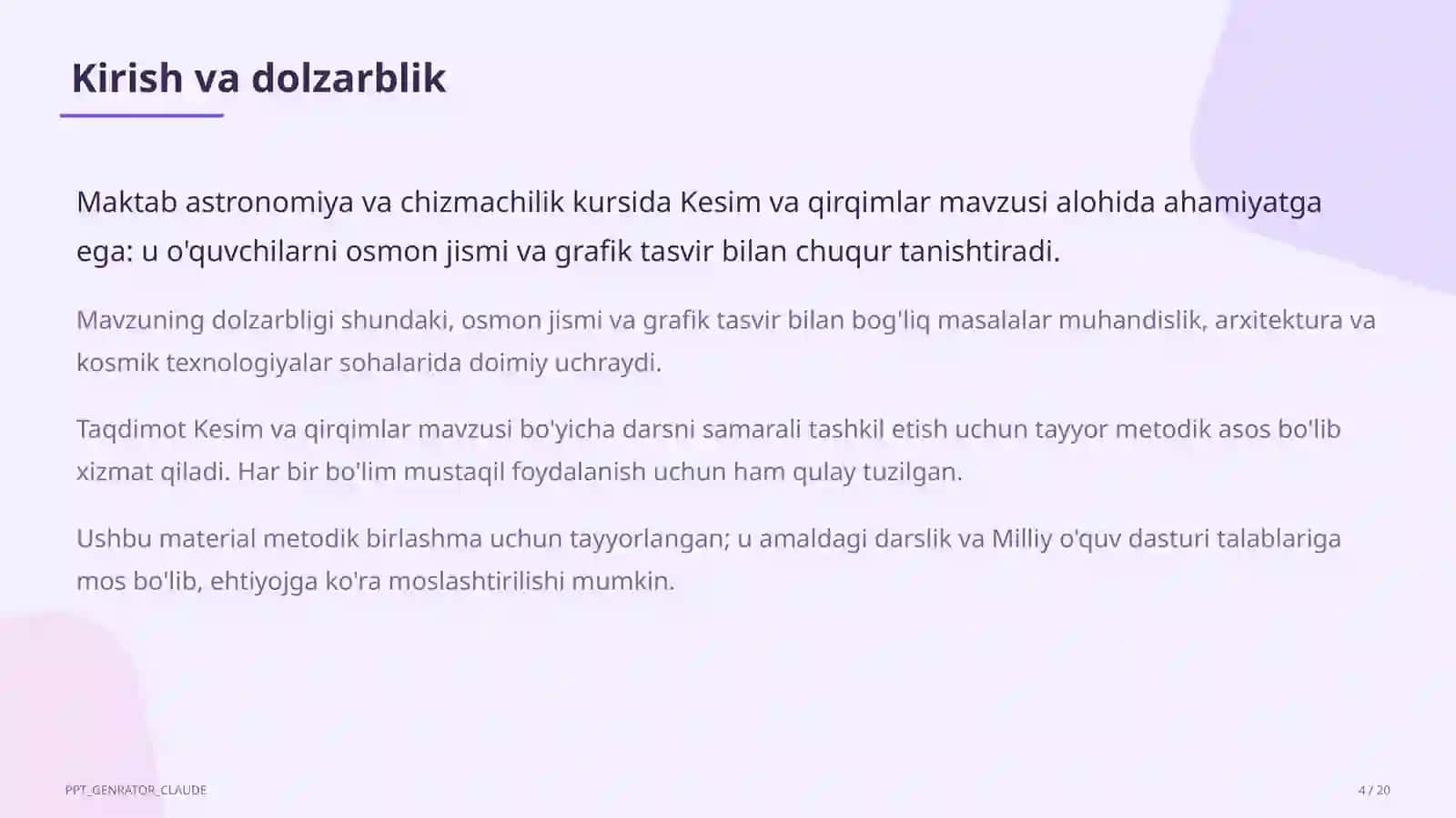Kesim va qirqimlar (9-sinf) 4